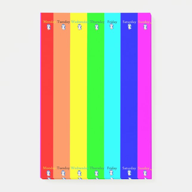 Post-it Notes Veckodagar Randig Pingvin Block (Framsida)