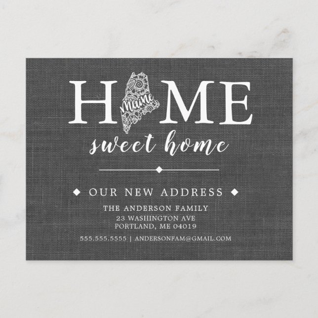 POST-kort för meddelande om Flytta i MAINE-tillstå (Framsida)