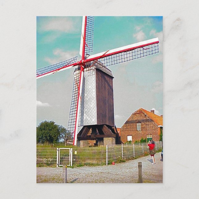 Post Mill på en gård Vykort (Framsida)