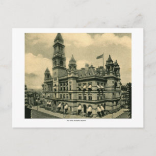 Post Office, Baltimore, Maryland Vintage Vykort