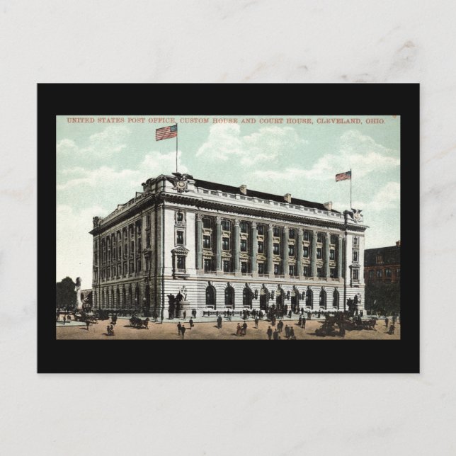Post Office Cleveland Ohio 1910 Vintage Vykort (Framsida)