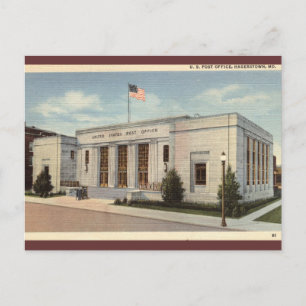 Post Office Hagerstown MD Vintage Vykort