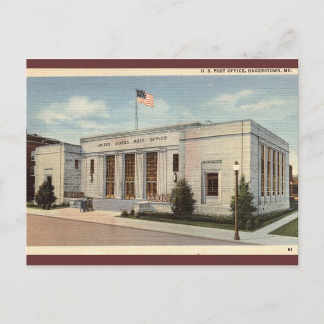 Post Office Hagerstown MD Vintage Vykort (Framsida)