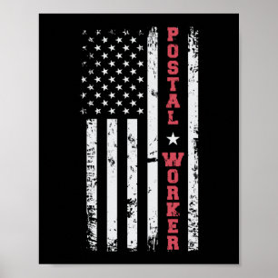 Post Office Patriotic Postal Worker American Flagg Poster