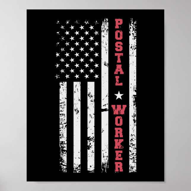 Post Office Patriotic Postal Worker American Flagg Poster (Framsidan)
