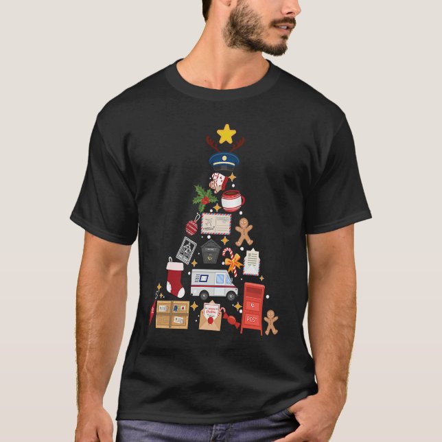 Post Office Worker Christmas Tree Ornament Postal  T Shirt (Framsida)