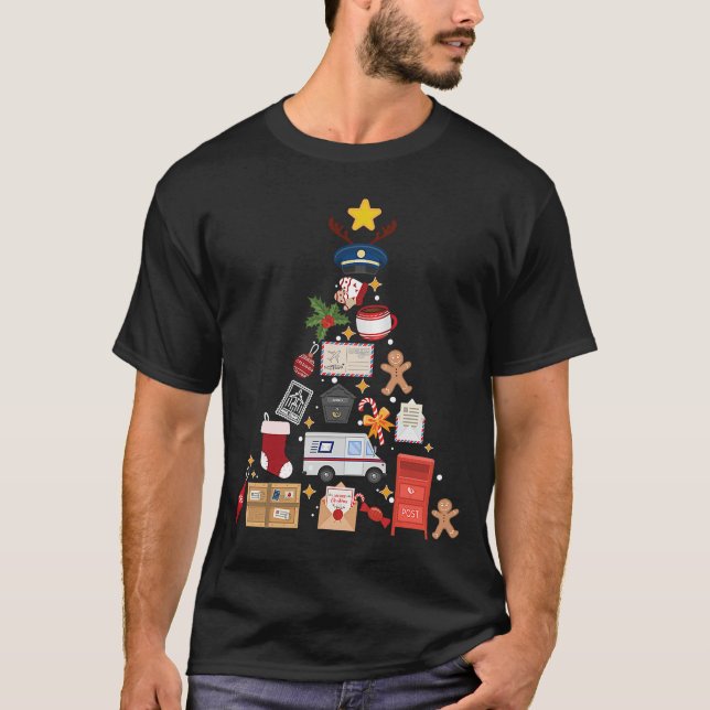 Post Office Worker Julgran Ornament Postal T Shirt (Framsida)