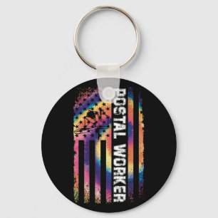 Post Worker American Flagga Tie Dye Mail Carrier Nyckelring