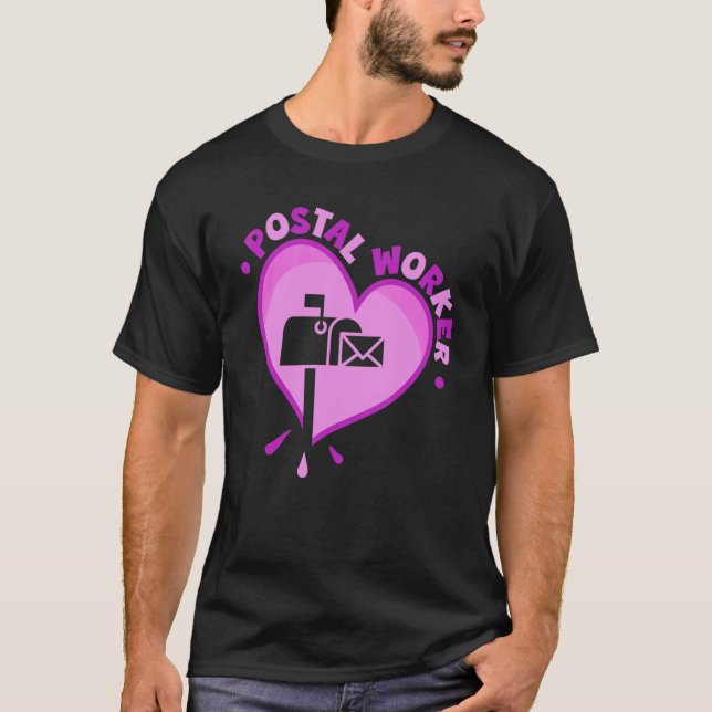 Post Worker Heart Mail Dam & Mail Carrier T Shirt (Framsida)