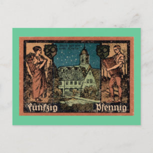 Post WW1German 50 Pfennig Note Postcard Vykort