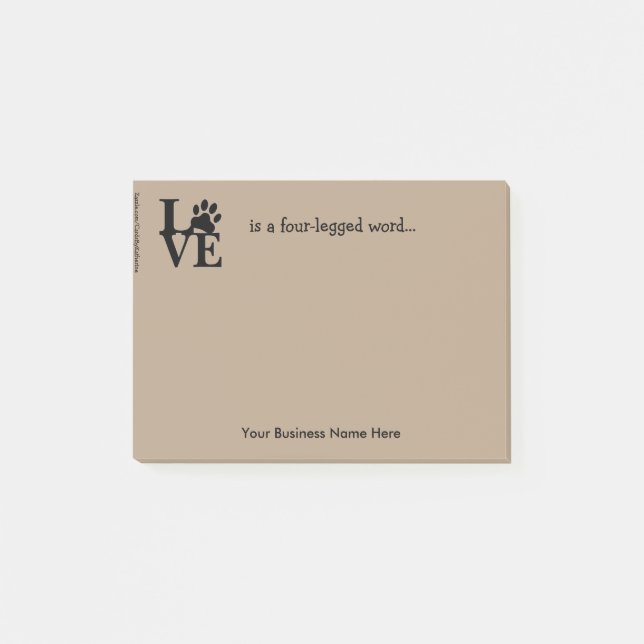 Posta-Det Noterar-PawPrint "kärlek är. ", Post-it Block (Framsida)