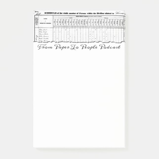 Posta-folkräkning 1830 FPPP Post-it Block (Framsida)