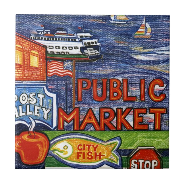 Posta gränden med färjan kakelplatta (Framsidan)