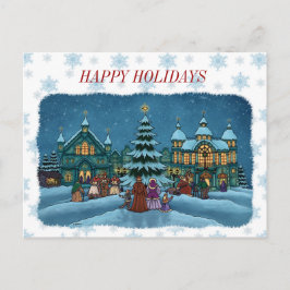 Postadskorten christmas snowy kant & text. helg vykort