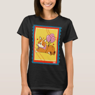 Postage Frimärke Vintage Corgi Ballons T Shirt