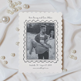 Postage Stamp Hand Drawn Save The Date Card Spara Datumet