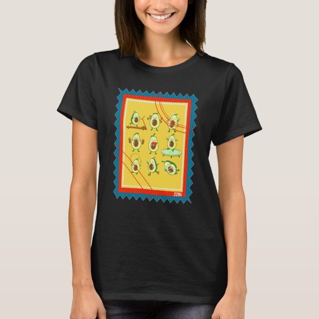 Postage Stamp Vegetarian Avocado Workout T Shirt (Framsida)