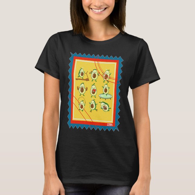 Postage Stamp Vegetarian Avocado Workout T Shirt (Framsida)