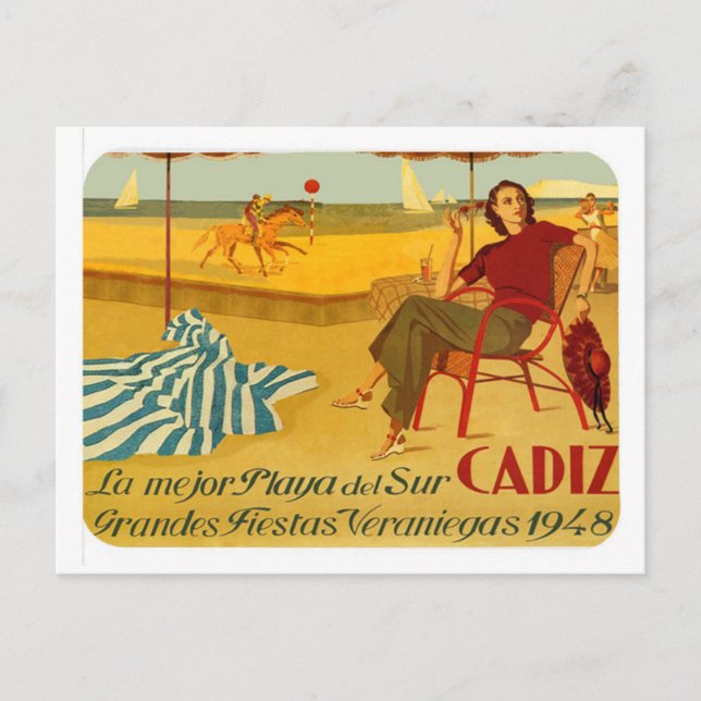 Postal Cadiz Vintage Andalucia av RetroCharms Vykort (Framsida)