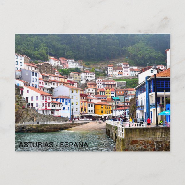 postal del pueblo de Cudillero, en Asturias Vykort (Framsida)