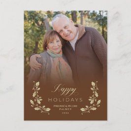 Postal Festiva Brown Whimsical Script Quote Photo  Helg Vykort
