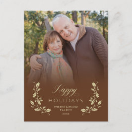 Postal Festiva Brown Whimsical Script Quote Photo  Helg Vykort