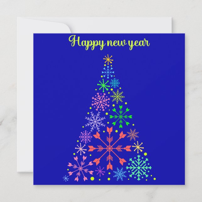 Postal Festiva Snowflakes Christmas Tree Happy new Kort (Framsida)