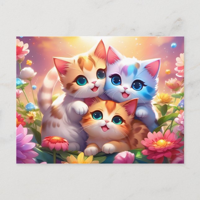Postal kawaii gatitos vykort (Framsida)