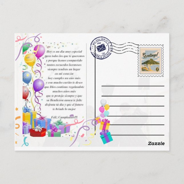 postal para saludo de cumpleaños vykort (Baksida)