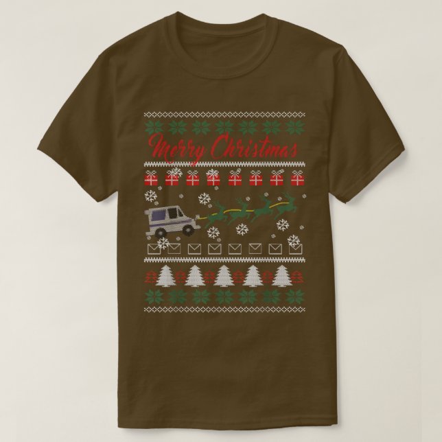 Postal Worker God jul Ugly Helgdag T Shirt (Design framsida)
