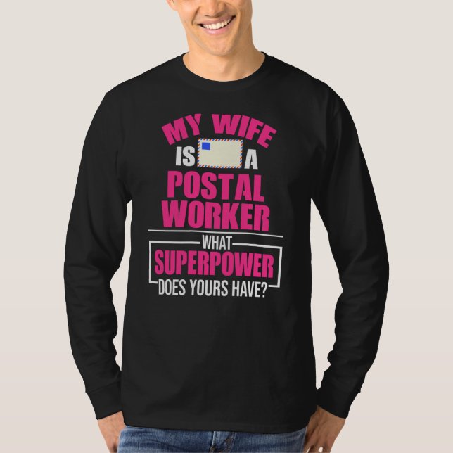 Postal Worker Maka Power Postman Mailman T Shirt (Framsida)