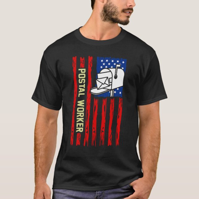 Postal Worker Patriotic US Post Mail Carrier T Shirt (Framsida)