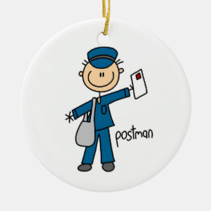 Postal Worker Stick figur Julgransprydnad Keramik