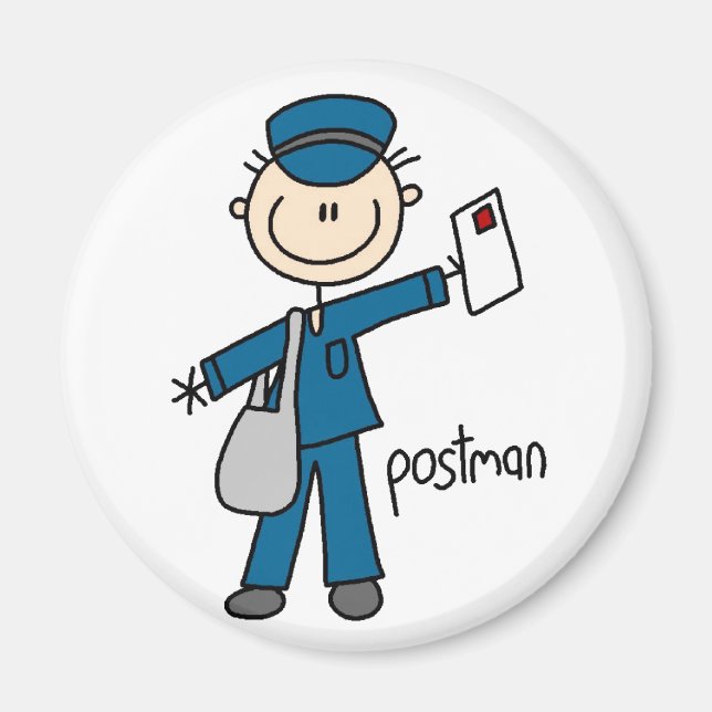 Postal Worker Stick figur Magnet (Framsidan)