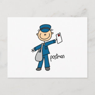 Postal Worker Stick figur Vykort
