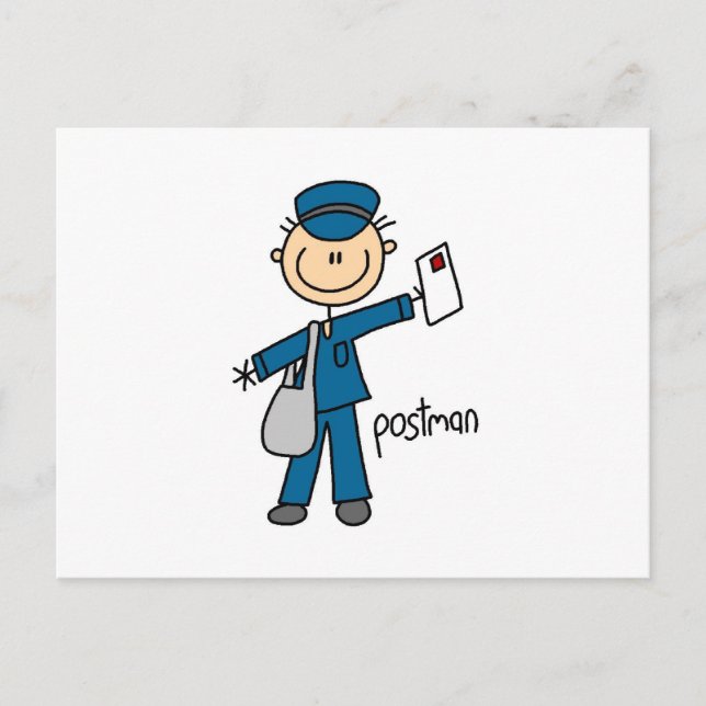 Postal Worker Stick figur Vykort (Framsida)