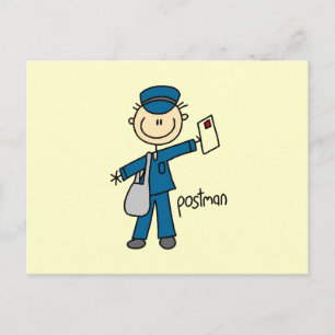 Postal Worker Stick figur Vykort