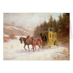 Postalagledaren i snön hälsningskort