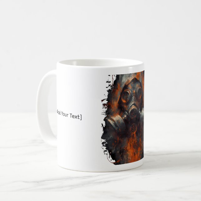 Postapokalyptisk gasmask toxic grunge kaffemugg (Framsida vänster)