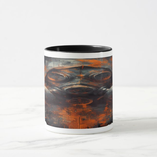 Postapokalyptisk gasmask toxiskt grunge mugg (Center)