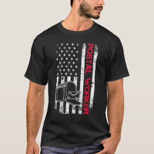 Postarbetare Amerikansk Flagga Patriotisk Brevbära T Shirt