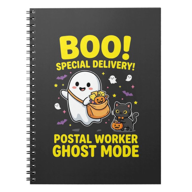 Postarbetare Ghost Mode Halloween-design_1 Anteckningsbok (Framsidan)