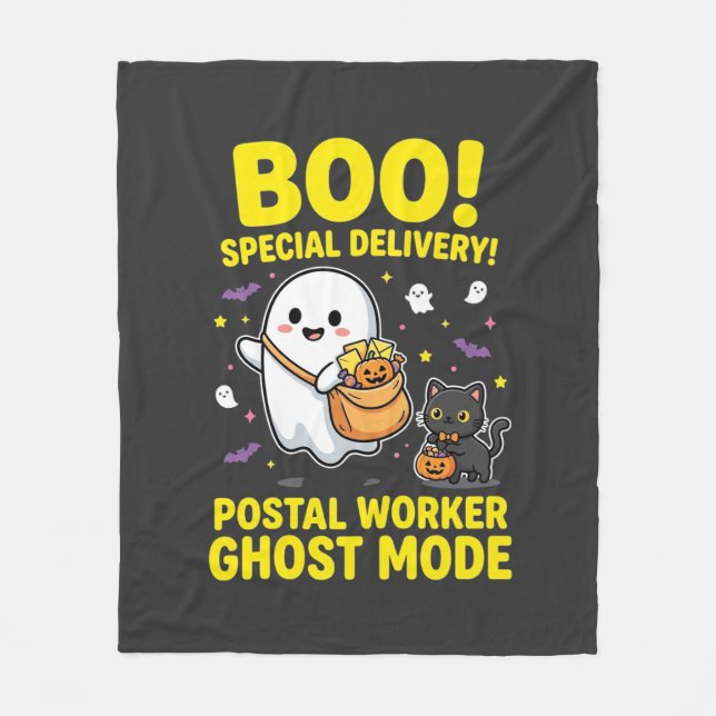 Postarbetare Ghost Mode Halloween-design_1 Fleecefilt (Framsidan)