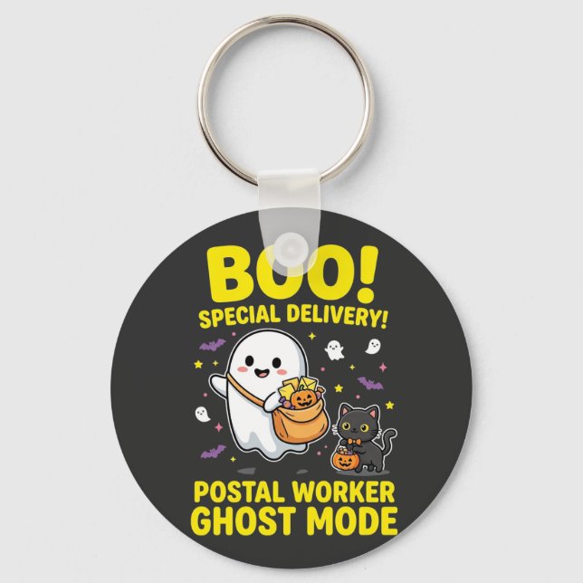 Postarbetare Ghost Mode Halloween-design_1 Nyckelring (Framsida)