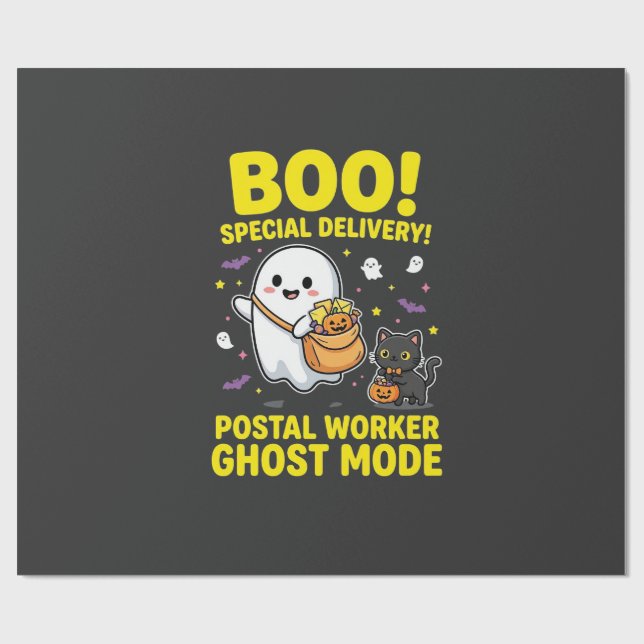Postarbetare Ghost Mode Halloween-design_1 Presentpapper (Platt)