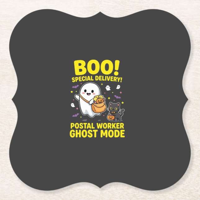 Postarbetare Ghost Mode Halloween-design_1 Underlägg Papper (Framsida)