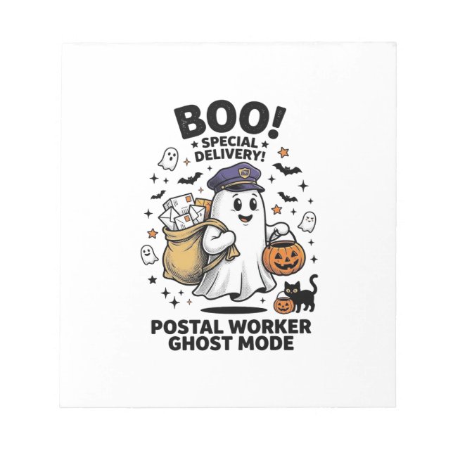 Postarbetare Ghost Mode Halloween Leverans Design Anteckningsblock (Framsida)