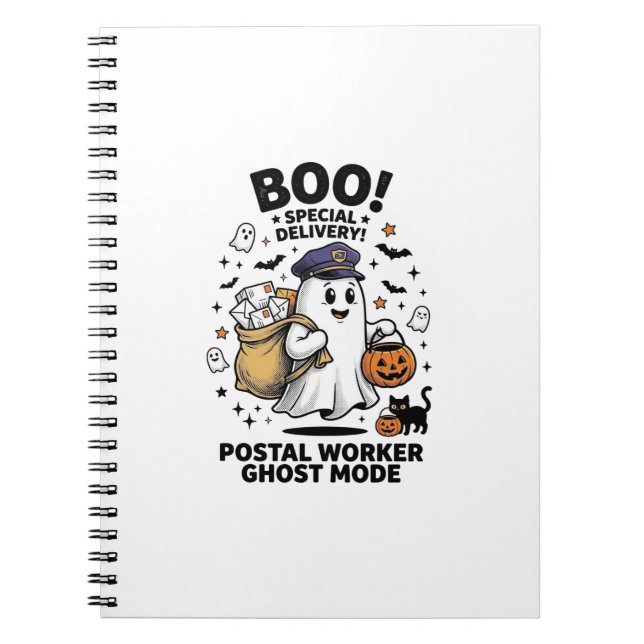 Postarbetare Ghost Mode Halloween Leverans Design Anteckningsbok (Framsidan)
