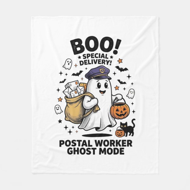 Postarbetare Ghost Mode Halloween Leverans Design Fleecefilt (Framsidan)