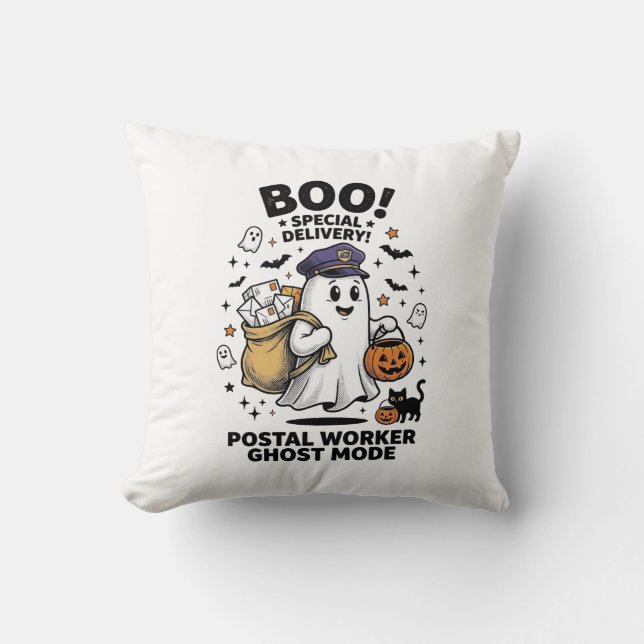 Postarbetare Ghost Mode Halloween Leverans Design Kudde (Framsida)